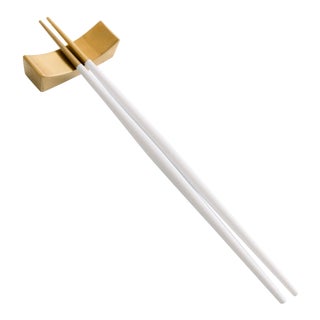 Luna White + Gold Chopsticks & Rest For Sale
