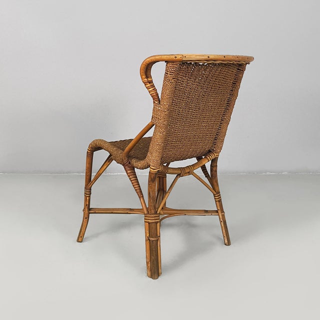 Vintage Italian Art Deco Chairs in Rattan, 1930s, Set of 4 For Sale - Image 4 of 18