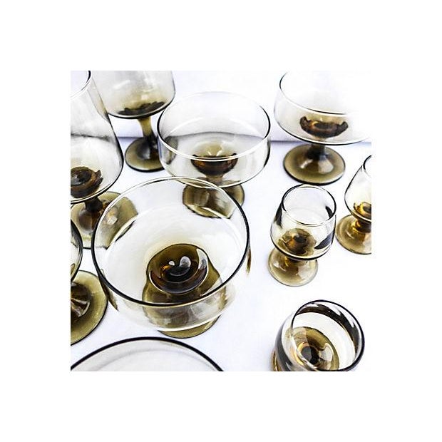 MidCentury Charcoal Amber Party Glassware Set of 12 Chairish