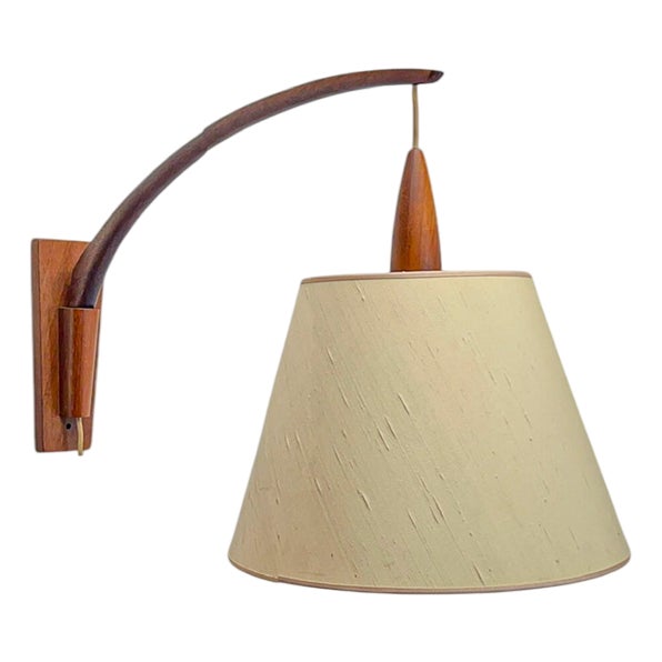 Danish Teak Rotatable Wall Lamp, 1960s For Sale