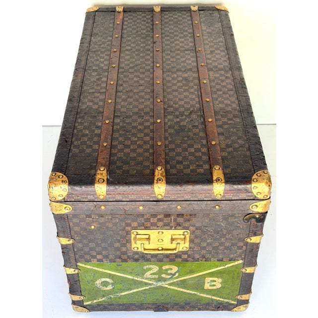 Rare Early Louis Vuitton Damier Steamer Trunk with Ballantine Family Provenance For Sale - Image 11 of 18