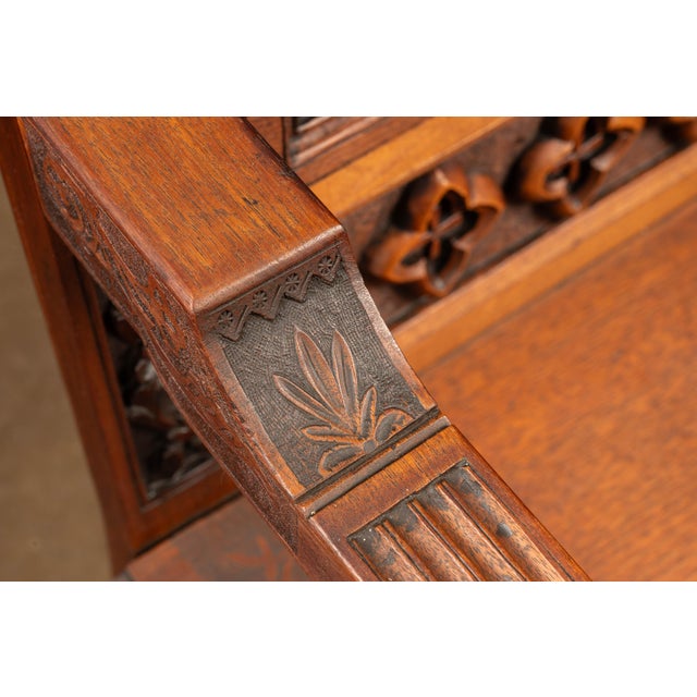 Brown Late 19th-Century Gothic Revival Carved Wood Wainscot Armchair For Sale - Image 8 of 12