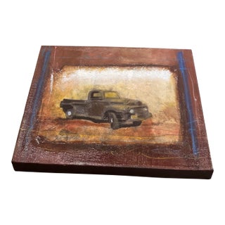 4-Panel Vintage Truck Art Painting on Metal With a Smaller Canvas Signed in 2005 Painting Included. For Sale