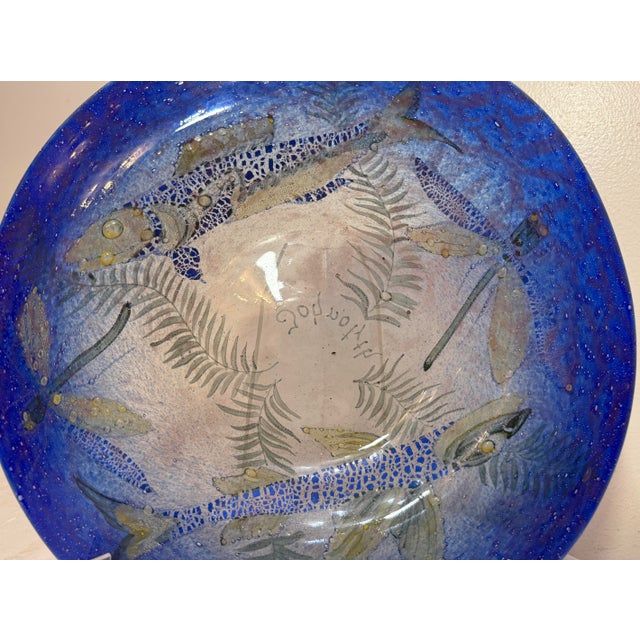 Antique 1930's Ernst Hantich & Co Johnolyth Dragonfly Fish Glass Glass Bowl Dish For Sale - Image 15 of 15
