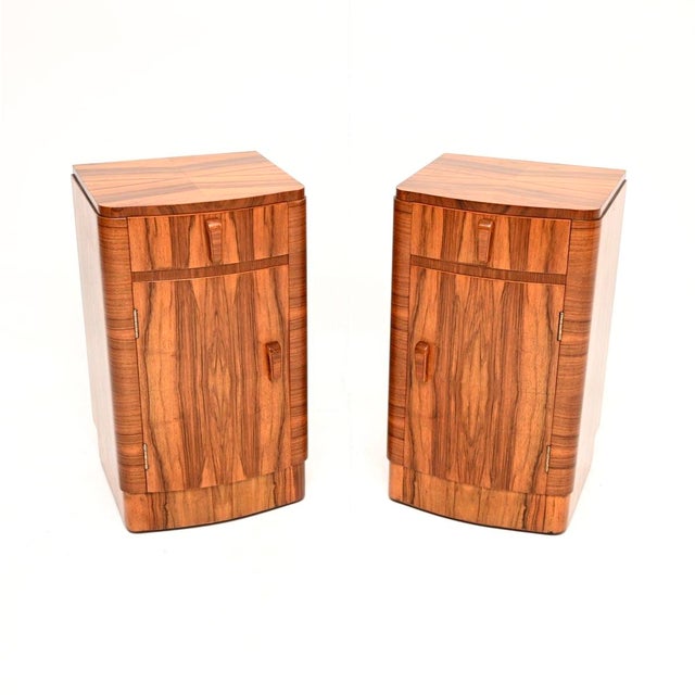 Art Deco Walnut Bedside Cabinets, 1930, Set of 2 For Sale - Image 10 of 10