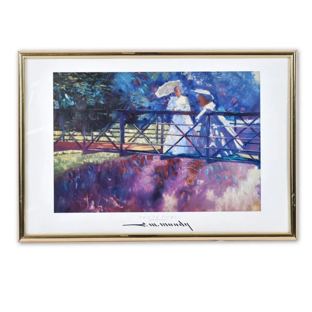 Plastic Claude Monet Water Lilies and Charles Mundy Framed Impressionist Prints - Set of 2 For Sale - Image 7 of 17