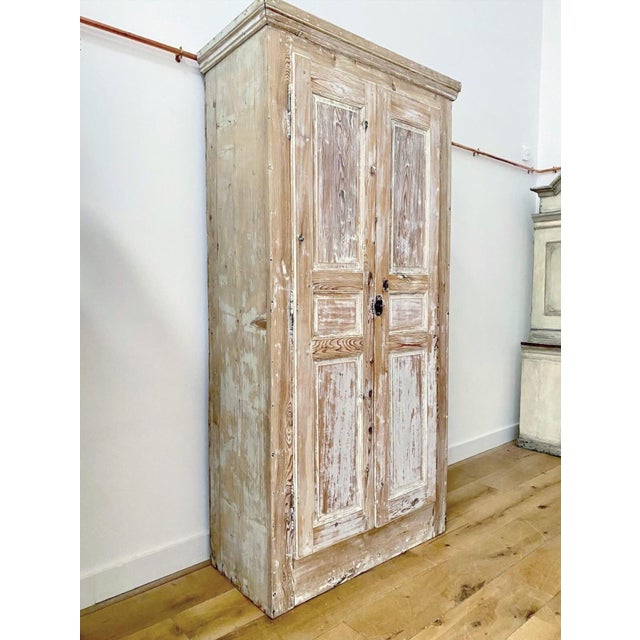 Beautifully dry scraped painted 19th century French larder cupboard. Perfectly rustic and large for extra storage in the...