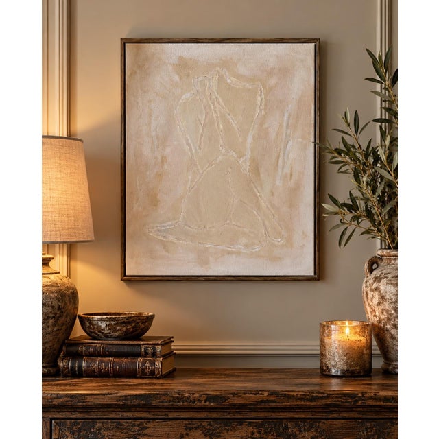 Original Contemporary Textured Female Figure Painting by Artist "Marek" in Neutral Tones – 16" X 20" For Sale - Image 12 of 12