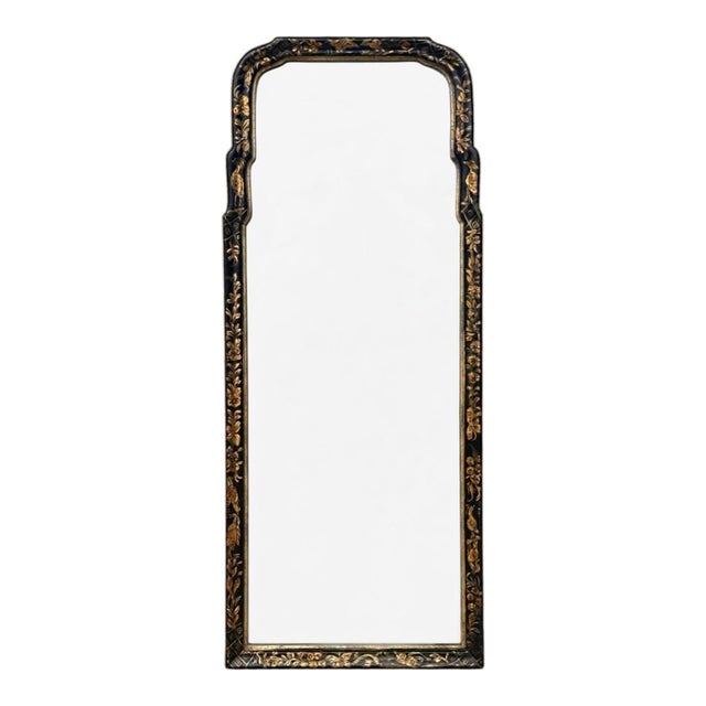 Black Black Lacquer Chinoiserie Georgian Style Wall Mirror Att. To Friedman Bros. For Sale - Image 8 of 8