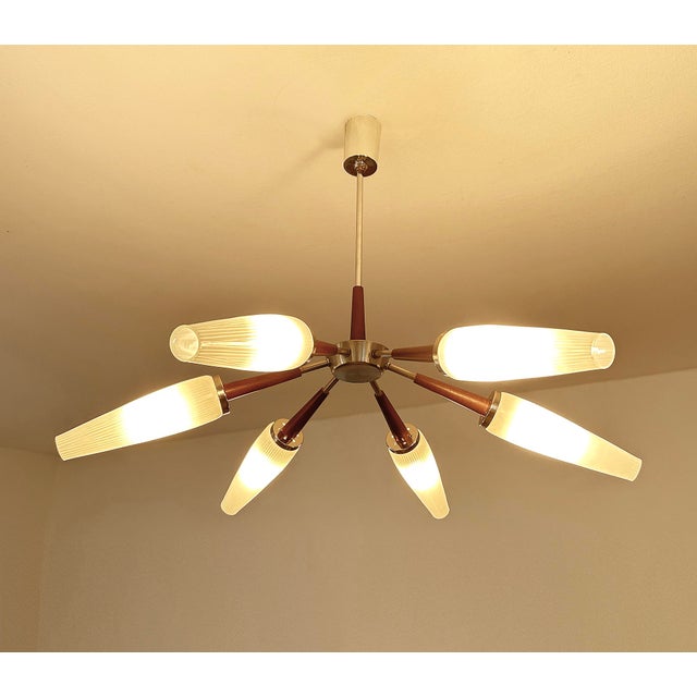 Brown Large Vintage Danish Style Pendant Light, 1960s For Sale - Image 8 of 18