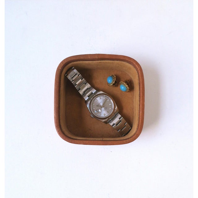 Late 20th Century Leather Suede Jewelry Catchall For Sale - Image 5 of 11