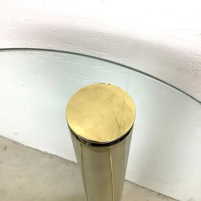 Mid 20th Century Mid 20th Century Midcentury Modern Glass Top Cantilever Table With Circular Brass Finish For Sale - Image 5 of 7