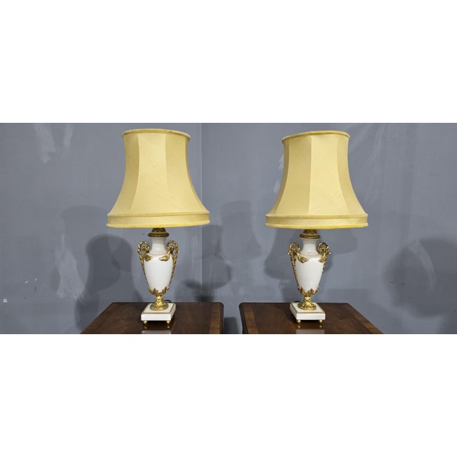 French Marble Table Lamps, 1910, Set of 2 For Sale - Image 3 of 7