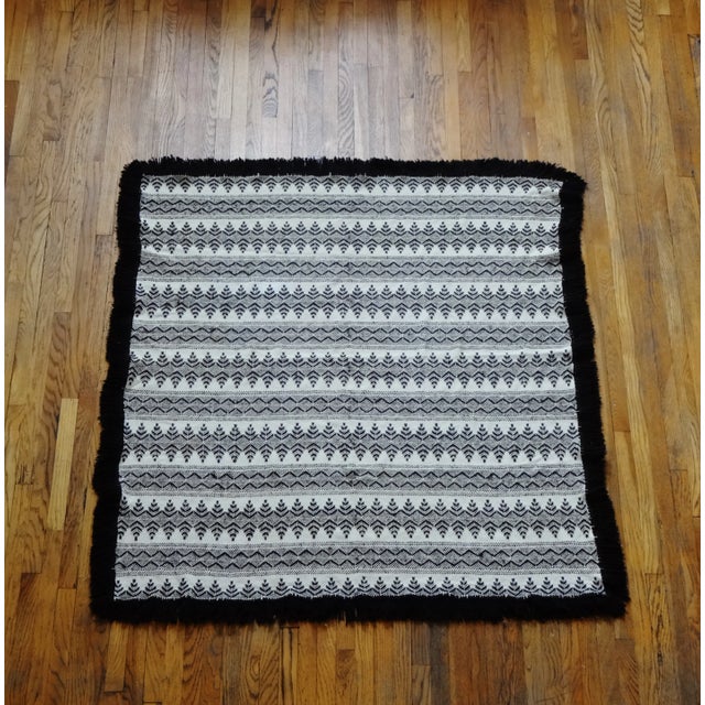 Ivory 20th Century Swedish Weave on Monk Cloth Huck Embroidery Blanket For Sale - Image 8 of 8