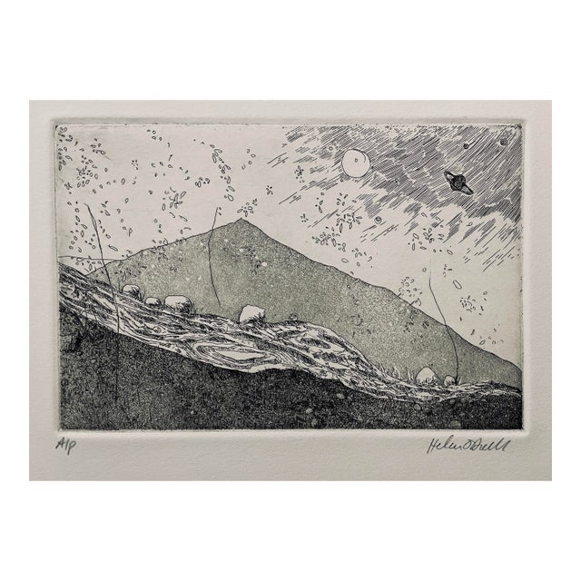 Helen Odell Modern Landscape Artist Proof Etching For Sale