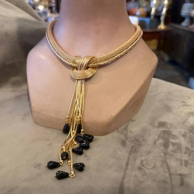 2000 - 2009 21st Century Vintage Costume Jewelry Gilt Metal Italian Multi Strand Necklace 2 For Sale - Image 5 of 17