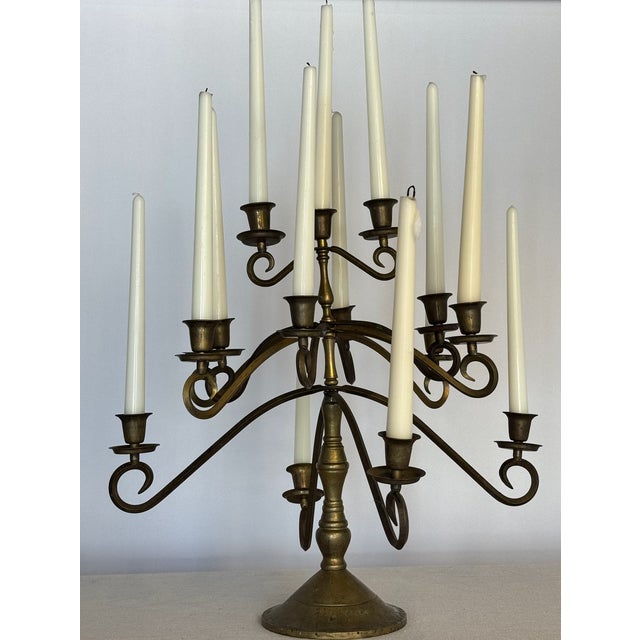 Vintage Solid Brass Candelabra, great patina. Central stem untwists and separates into three pieces. The bottom section...