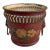 French Red & Gold Tole Cachepot With Lion Head Handles and Pierced Gallery Rim For Sale