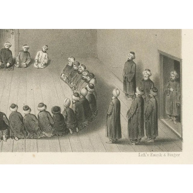 Islamic Ritual Print Dance of the Dervishes Ceremony, 1863 Dutch Lithograph This atmospheric lithograph titled “De Dans...