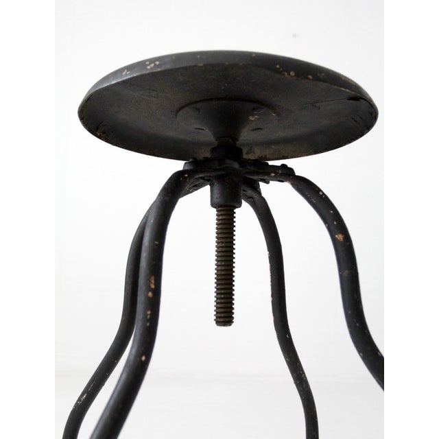 Antique Industrial Adjustable Metal Stool For Sale - Image 12 of 13