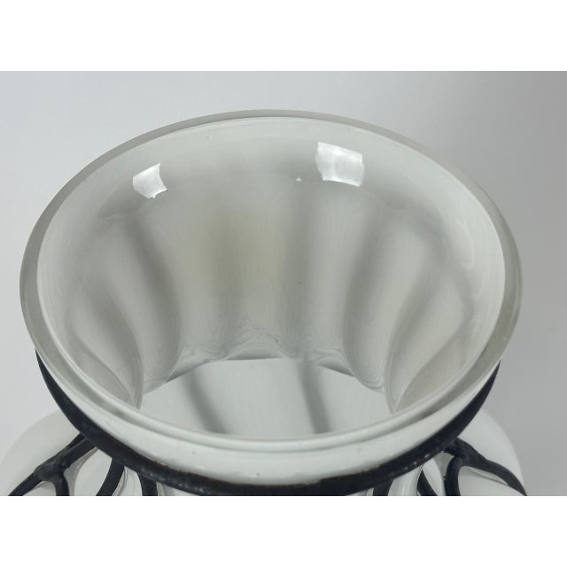 Large Caged Blown Glass Amphora Footed Vase by Leśna Huta, Poland, 1980s For Sale - Image 4 of 14