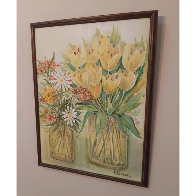 Garden Floral Painting Two Bouquets Flowers For Sale - Image 4 of 11