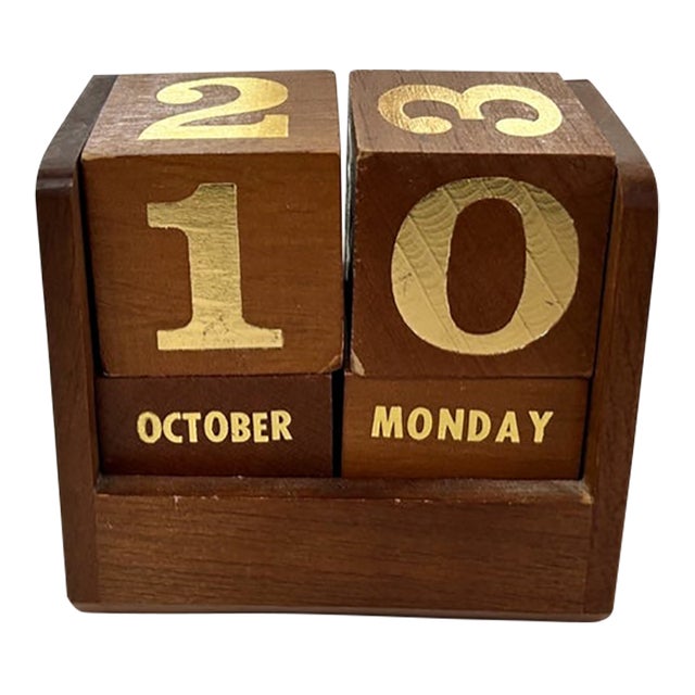 Mid Century Wood Block Calendar Chairish