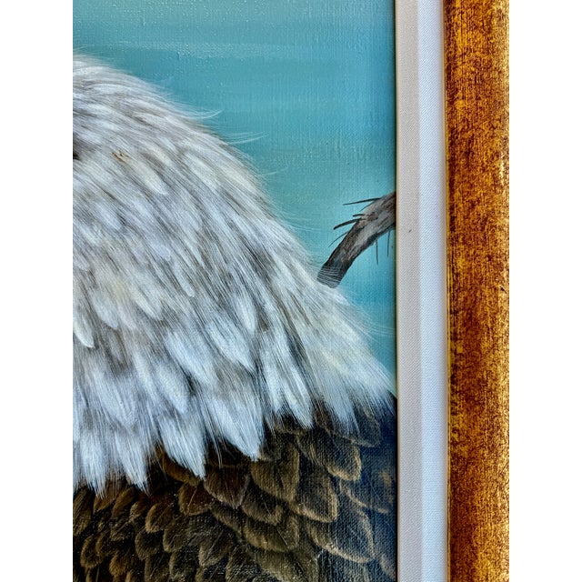 American Bald Eagle Framed Animal Art, Oil on Canvas Lynn Chase Signed 1980 For Sale - Image 10 of 15