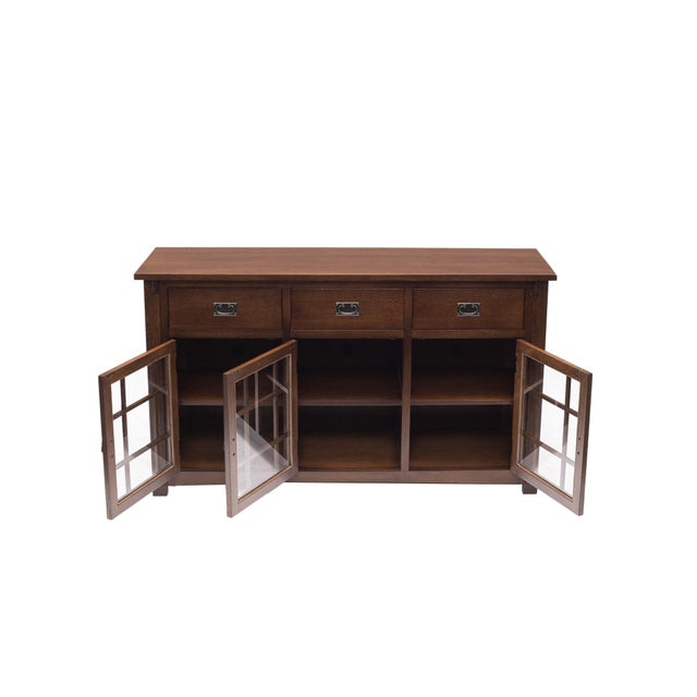 (Micheal's Cherry) Craftsman Mission Solid Oak Sideboard - 65" - Micheal Cherry For Sale - Image 11 of 18
