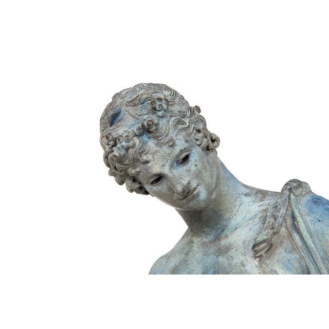 Fine Italian Grand Tour Antique Bronze Sculpture Statue of Narcissus of Pompeii For Sale - Image 6 of 18