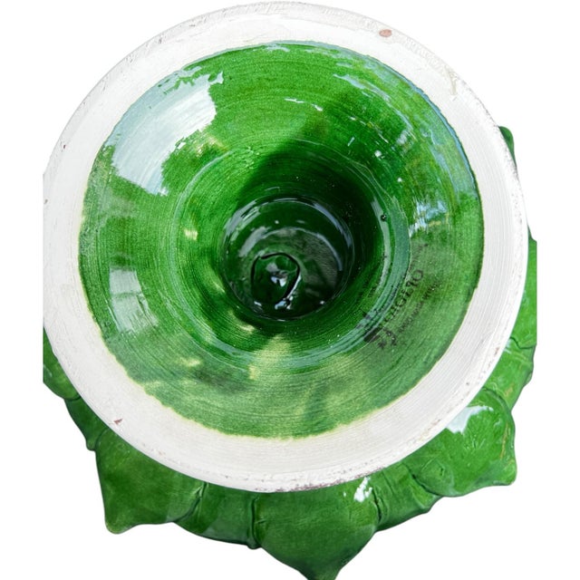 Sculptural Emerald Green Artichoke Pedestal Bowl, Hand Made Tuscany, Italy For Sale In Washington DC - Image 6 of 6