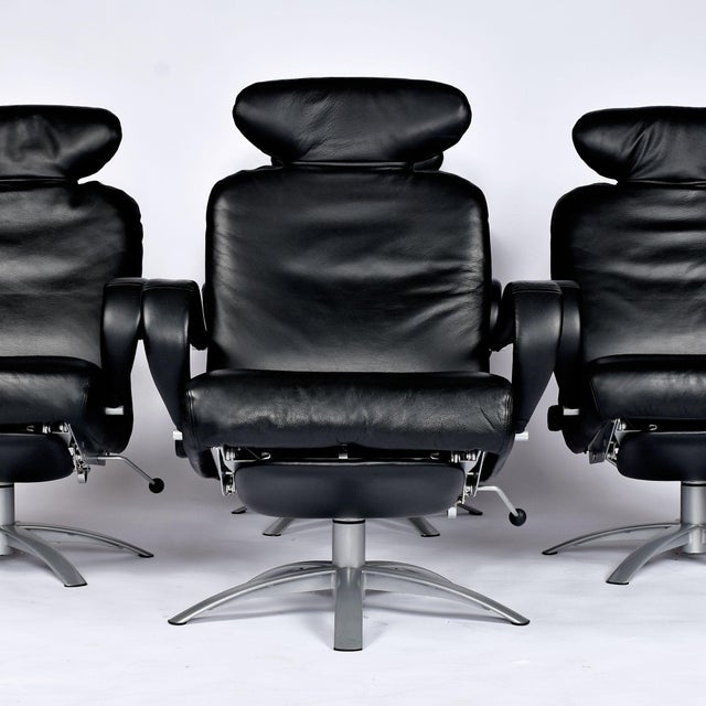 Percival Lafer Pair of Percival Lafer Black Leather Brazilian Modern Recliners For Sale - Image 4 of 12