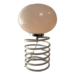 Space Age Design Table Lamp in Opaline Glass Mounted on a Spiral Base by Ingo Maurer for Honsel For Sale