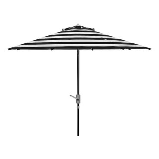 Iris Fashion Line 9Ft Round Umbrella, Black & White/Chrome Pole For Sale