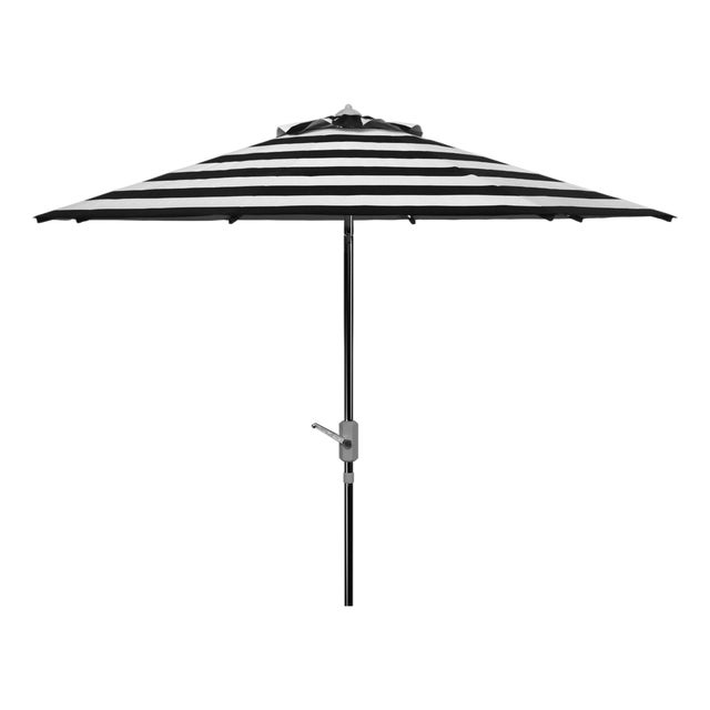 Iris Fashion Line 9Ft Round Umbrella, Black & White/Chrome Pole For Sale