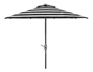 Iris Fashion Line 9Ft Round Umbrella, Black & White/Chrome Pole