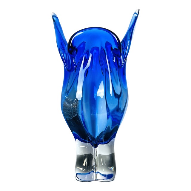 Large Vintage Model 296/1/32 Cobalt Blue Art Glass Vase by Josef Hospodka for Chřibská, Czechoslovakia, 1960s For Sale