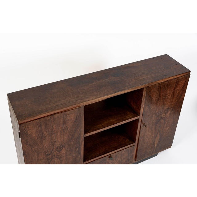 Antique Art Deco Italian Walnut Wood Credenza Cabinet For Sale - Image 4 of 12