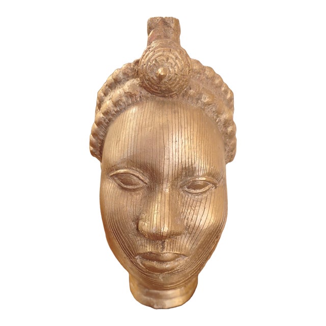 Mid 20th Century Bronze Ife Head Sculpture For Sale