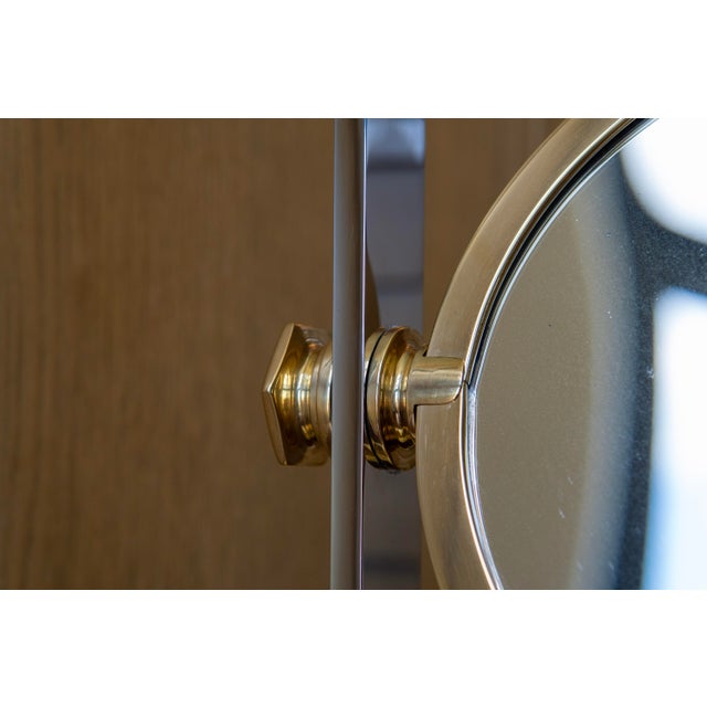 Metal Karl Springer Tabletop Vanity Mirror in Nickel and Brass Circa 1980s For Sale - Image 7 of 12