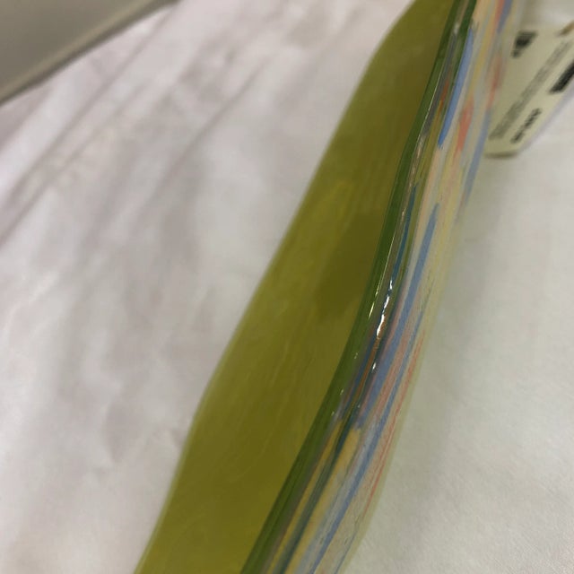 1990s Contemporary Lime and Multi-Colored Boat-Shaped Art Glass Dish For Sale In Dallas - Image 6 of 10