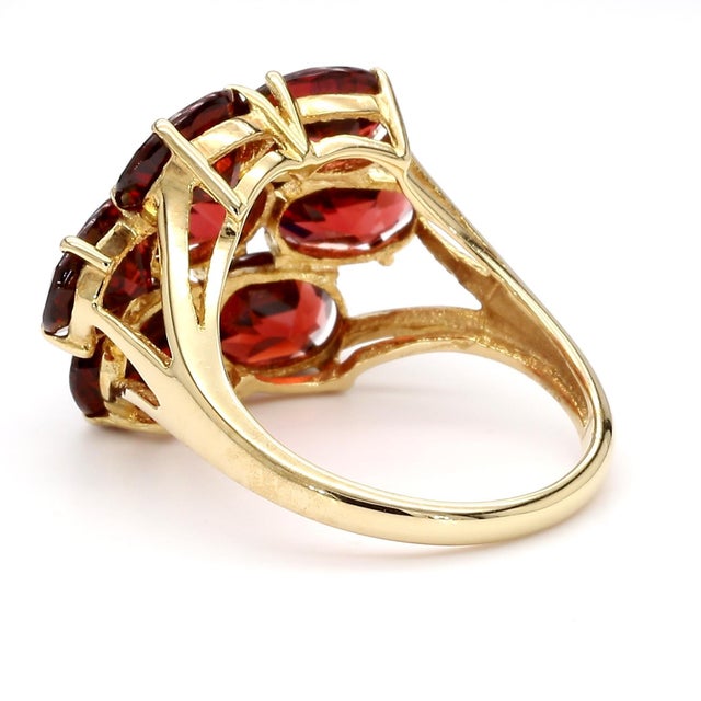 Vintage 7.8 Carat Red Garnet 14k Gold 7 Stone Cluster Cocktail Ring ...