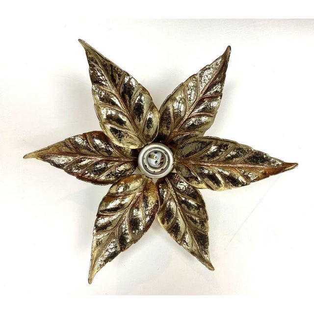 Belgian Brass Flower Wall Light by Willy Daro for Massive, 1970s For Sale - Image 16 of 17