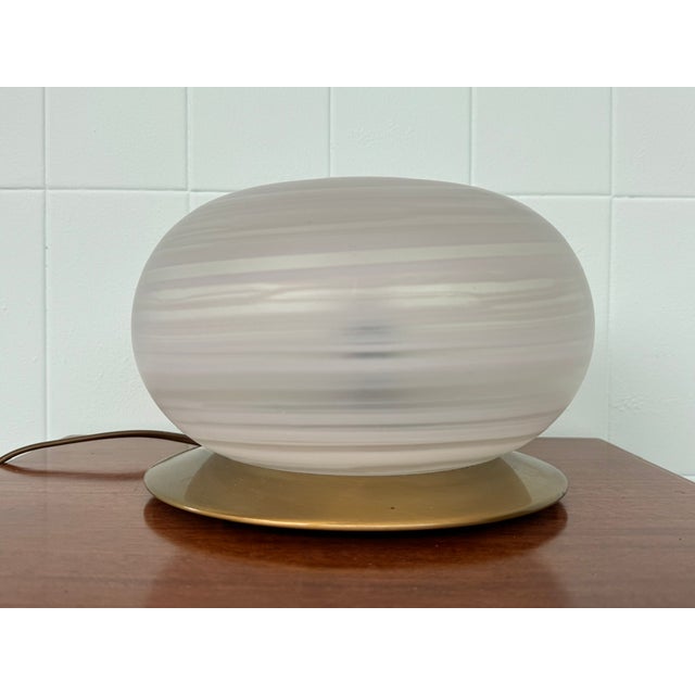 Vintage Italian Table Lamp with Brass Base and Glass Globe, 1970s For Sale - Image 11 of 15