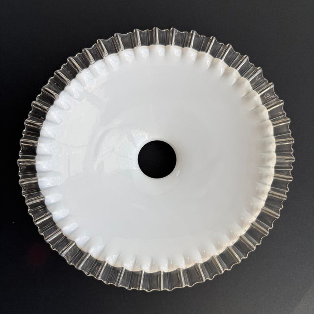 French White Opaline Glass “Frill” Pendant Light, 1930s For Sale In Buffalo - Image 6 of 7