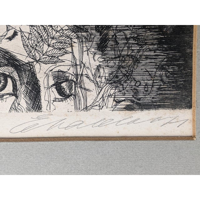 Original Pencil Signed Surrealist Etching on Paper, Dreamlike Symbolist Composition, Mid-20th Century For Sale - Image 17 of 18