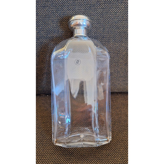 1980s Vintage German Crystal Glass Carafe with Silver-Plated Metal Decals from Lambert, 1980s For Sale - Image 5 of 5