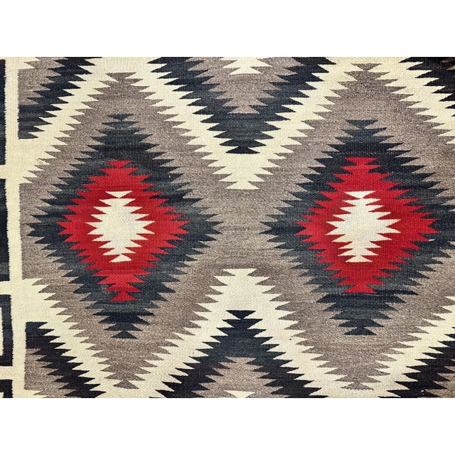 Vintage Navajo Oriental Handmade Wool Red, Black & Ivory Rug For Sale - Image 9 of 9