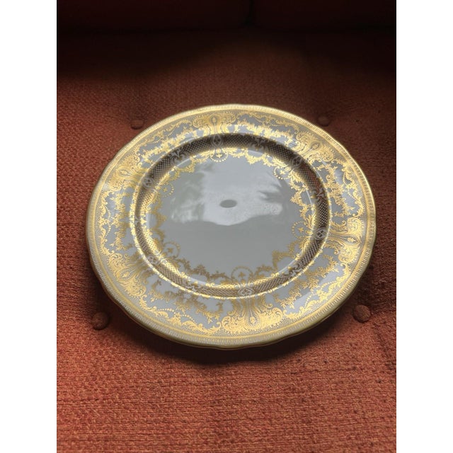 Ceramic Vintage Aynsley 7949 Gold Encrusted 10.5/8" Across Dinner Plate For Sale - Image 7 of 8