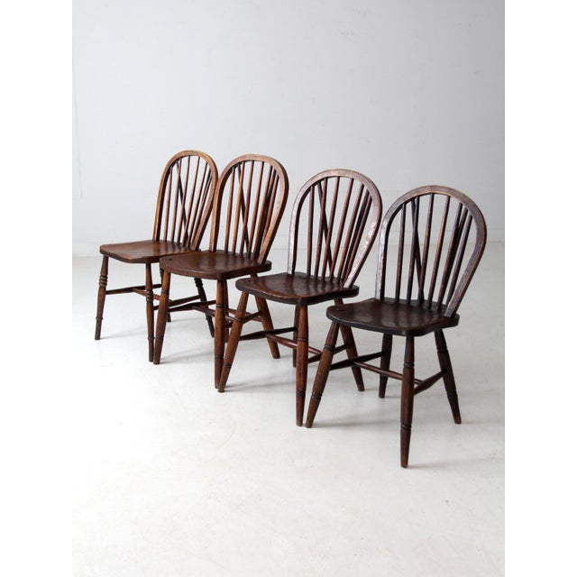 Antique Windsor Brace-Back Dining Chairs Set of 4 For Sale - Image 10 of 14